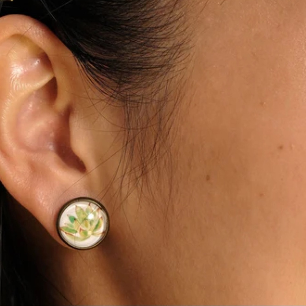 3 Pairs Antique Bronze Plated Hand Painted Clip On Earrings‎